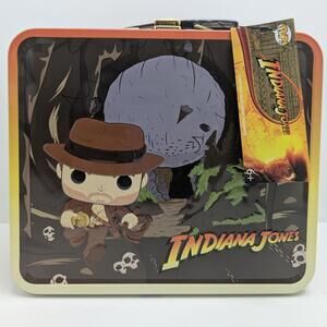 Funko Indiana Jones Metal Embossed Lunch Box Tin Collectible Lucasfilm ~8"x7"x4"